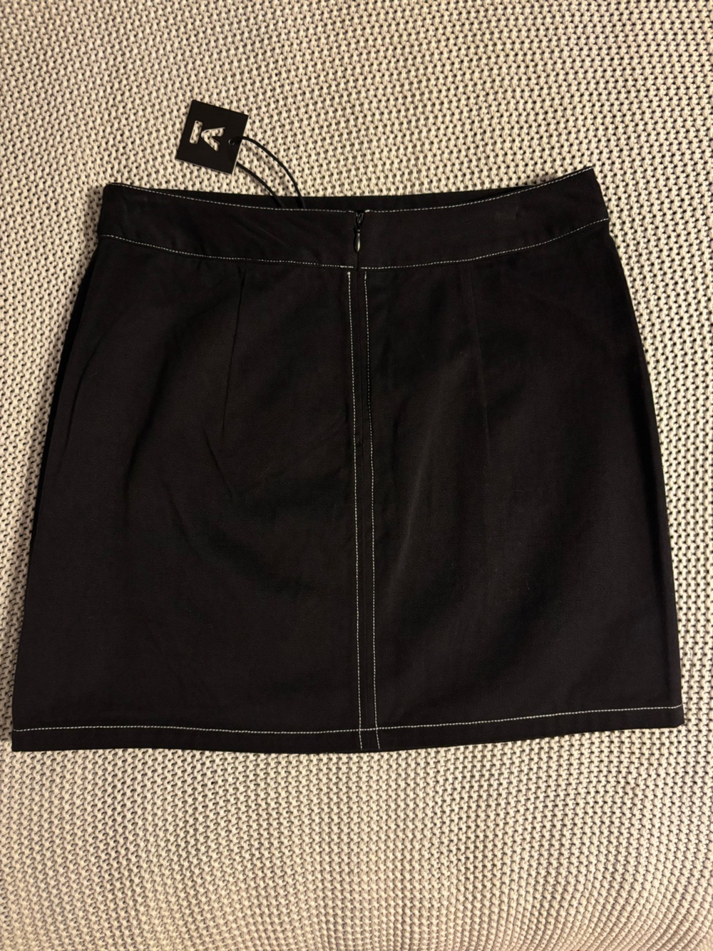 Very J Black Mini Skirt with White Contrast Stitching - Picture 2 of 10